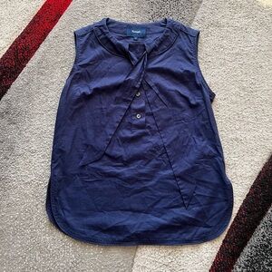 Faconnable Navy Blue Sleeveless Neck Tie Top